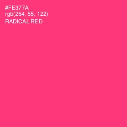 #FE377A - Radical Red Color Image